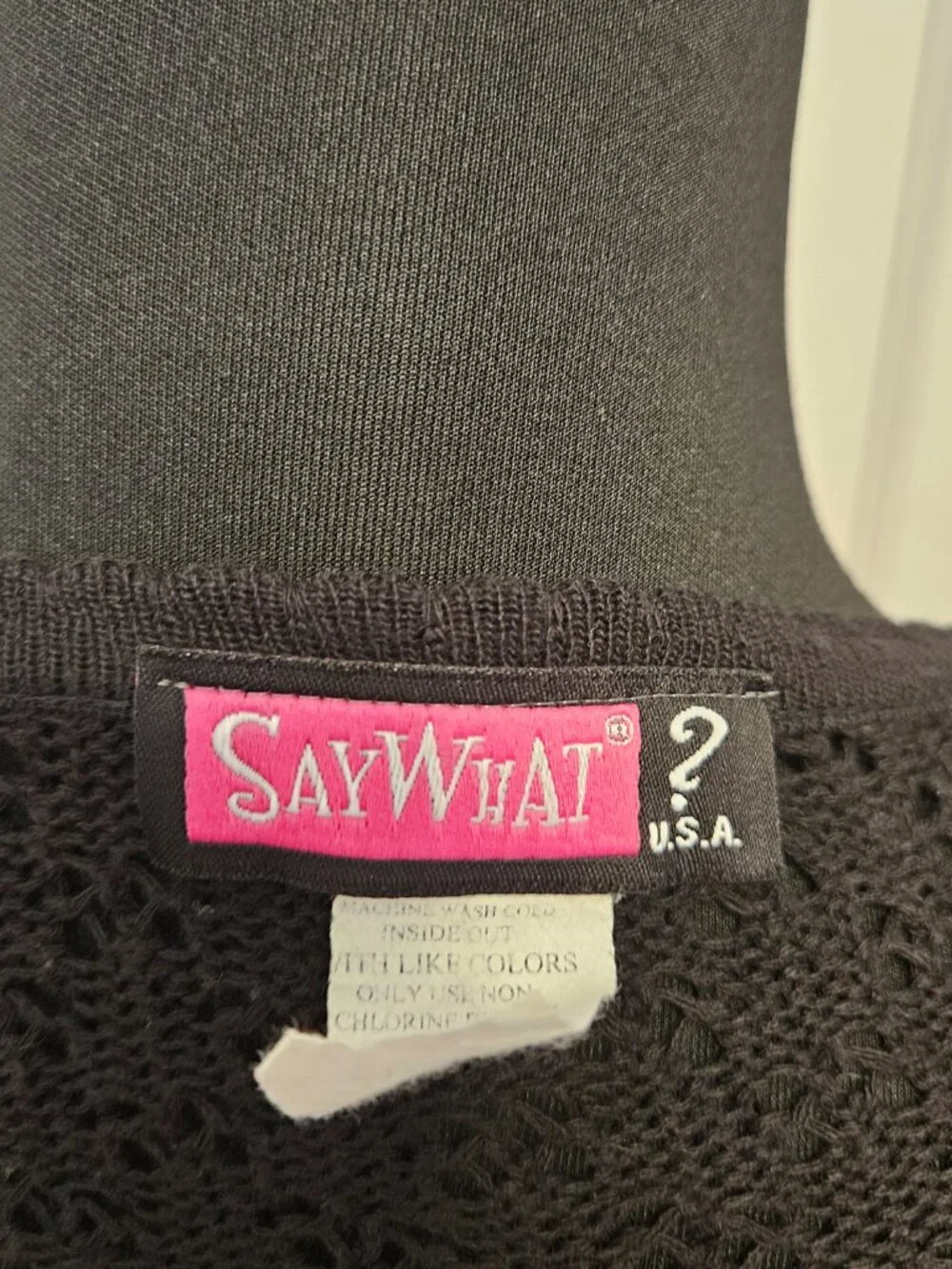 Say What? Black Women Open-knit crochet sweater scoop neck and tie waist size 3X